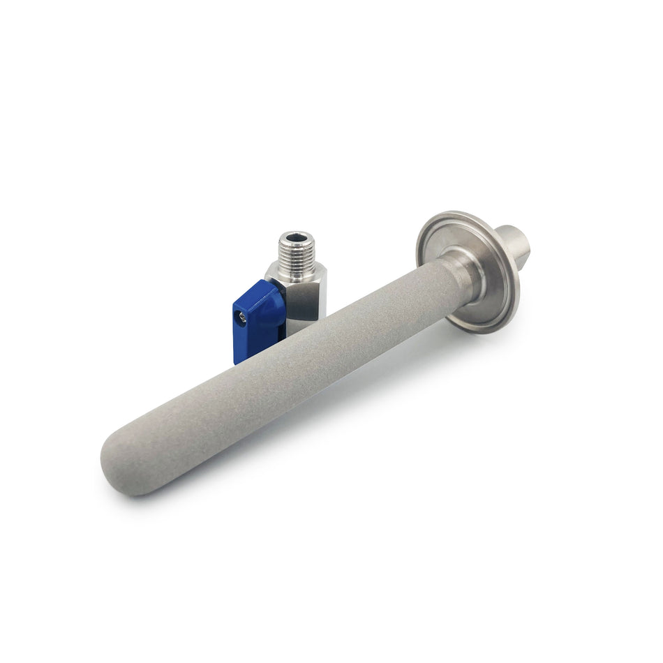 6" Carbonation Stone with 1/4" NPT Ball Valve (1.5" TC)