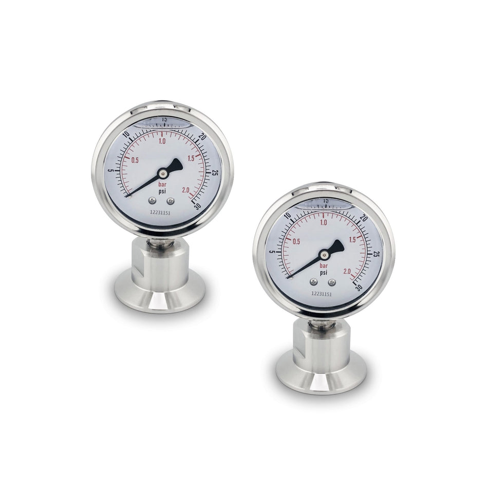 2 Pack - Pressure Gauge 0-30 PSI (1.5" TC)